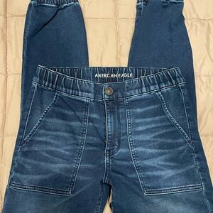 American Eagle Outfitters Blue Jeggings with Elastic Waistband